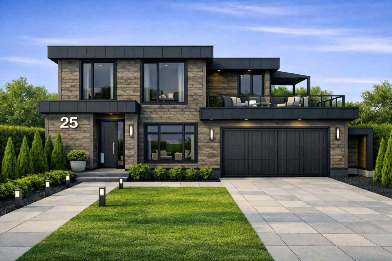Type C 180 m² Scandinavian home at golden hour