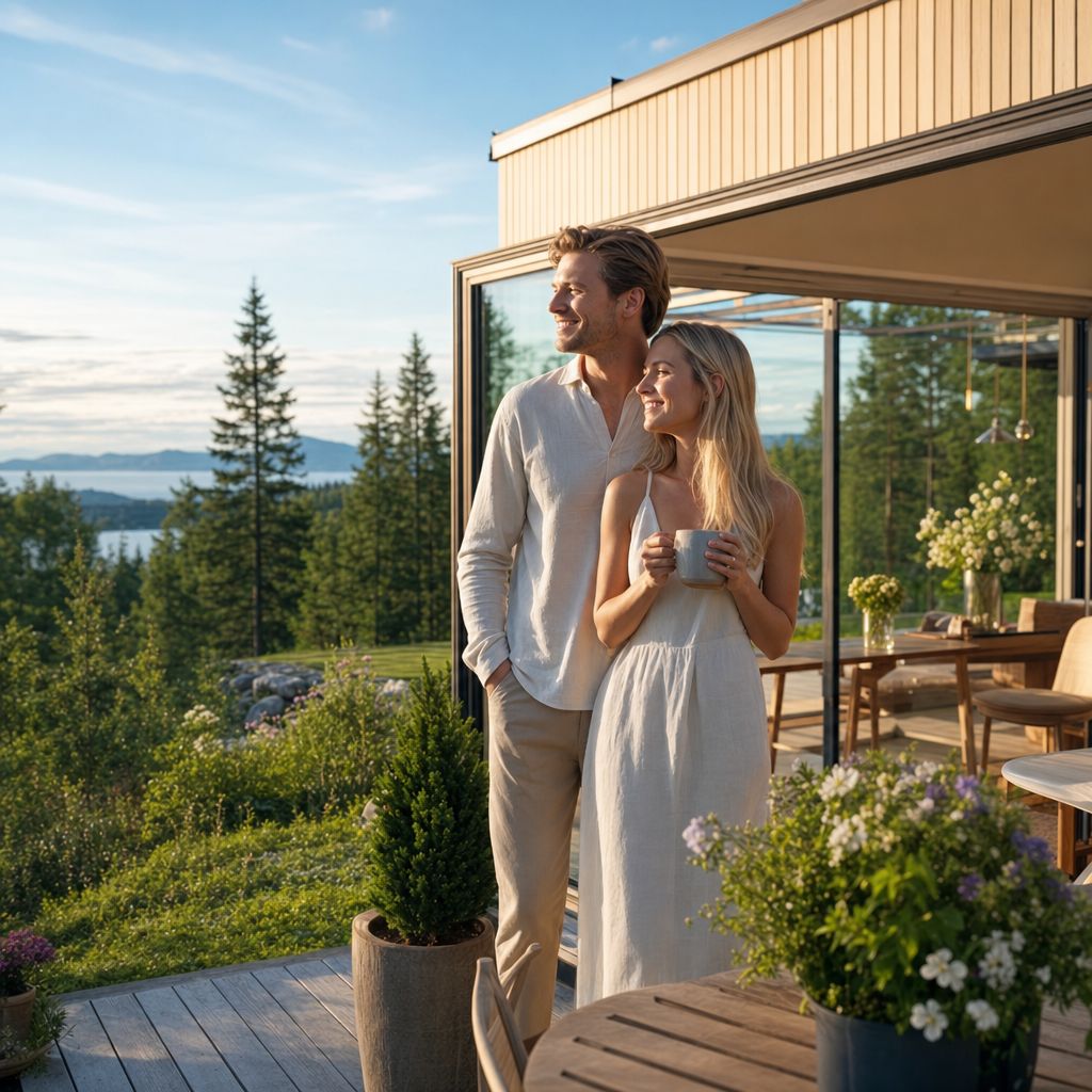 Couple relaxing on a terrace